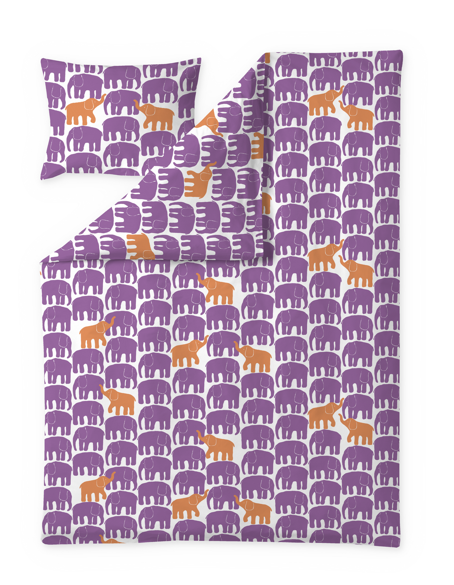 60652-5415-01-06; Finlayson Elefantti vapaa Pussilakanasetti Violetti / 150x210 + 50x60 cm 